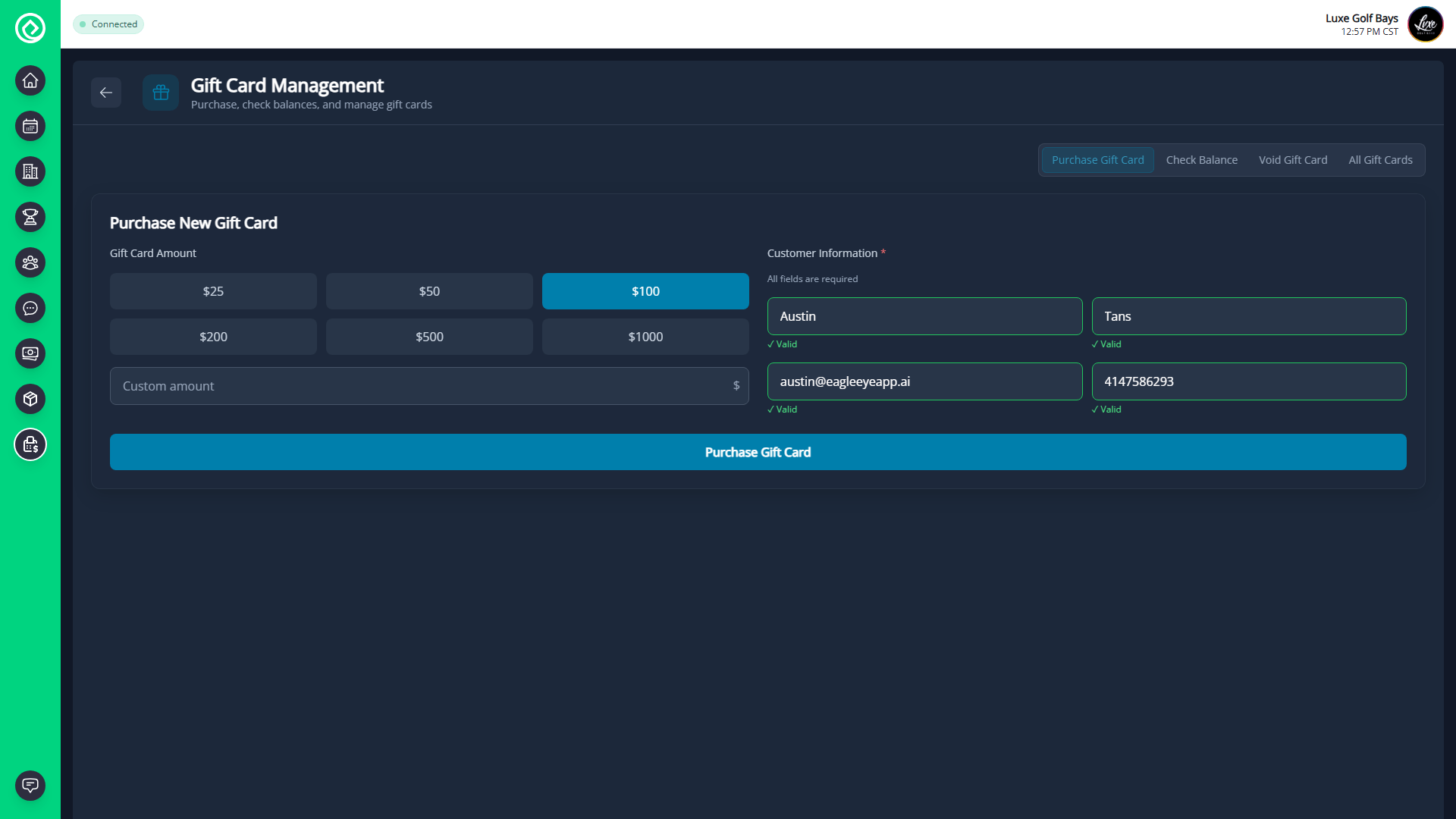 EagleEye Sell Gift Card Page