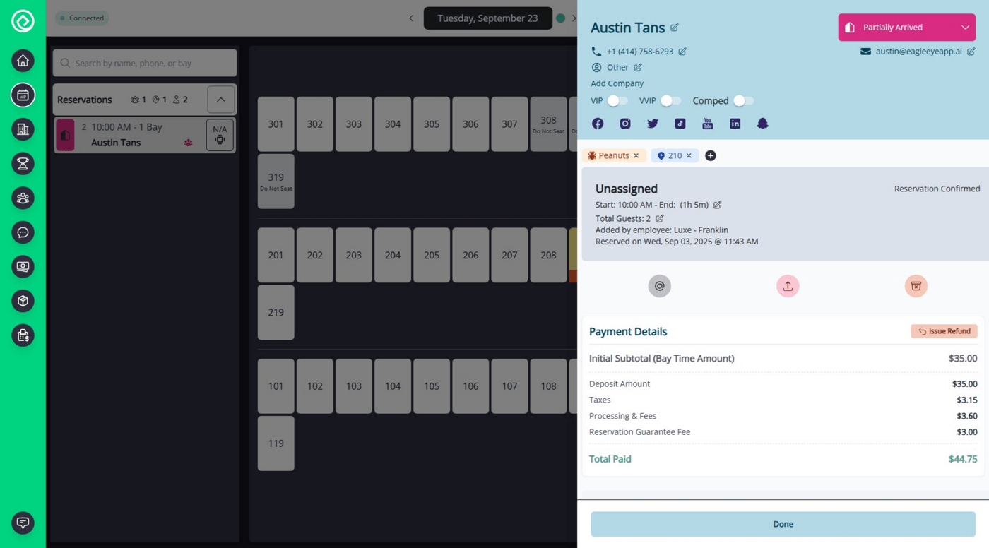 EagleEye Reservations Dashboard